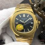 Grade 1A Replica Patek Philippe Nautilus GB Factory Cal.324 Yellow Gold Black Dial Watch